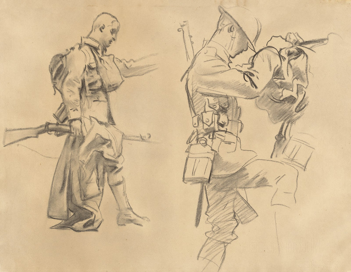 Studies for Gassed recto 1918 1919