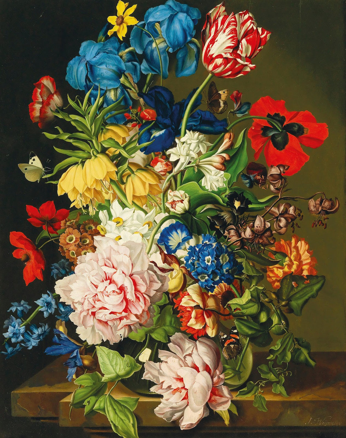 Bouquet of flowers with butterflies