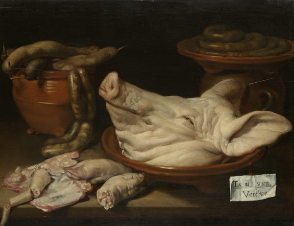 Still Life with Pigs Head Pigs Knuckles and Sausage 1600 1650