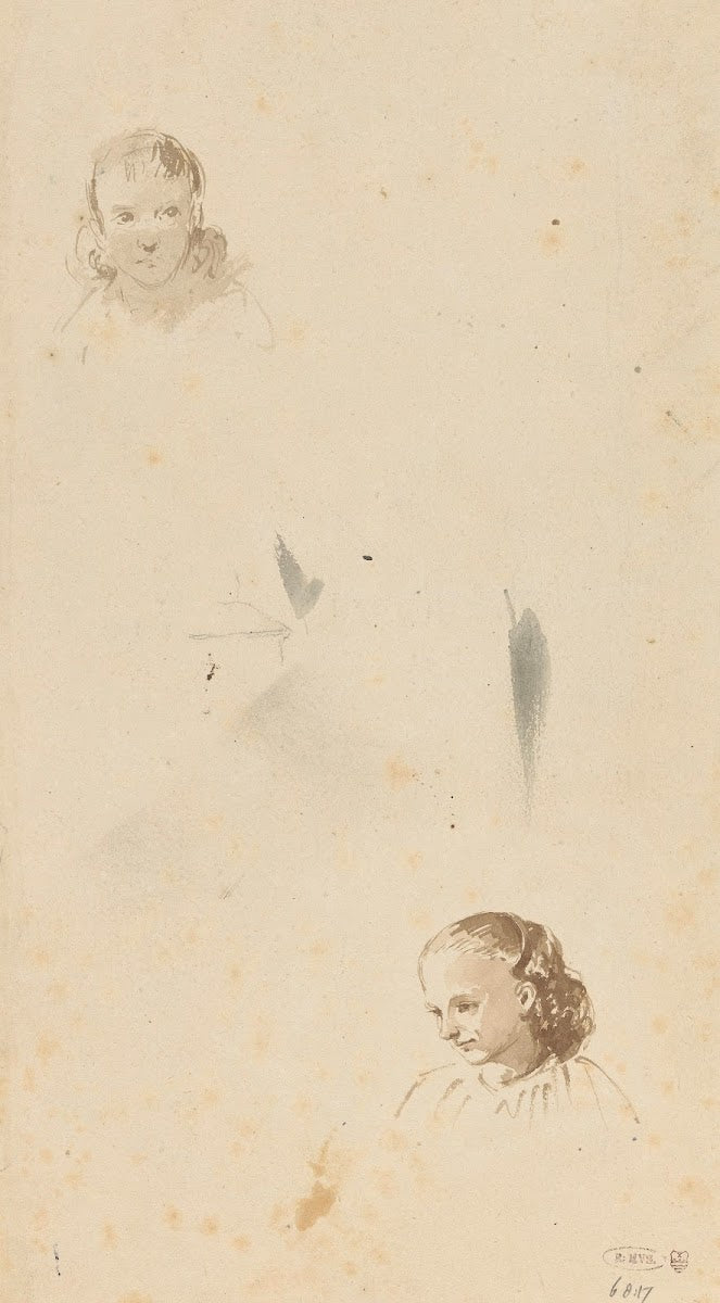 Twee studies van het hoofd van een meisje 1837 1903