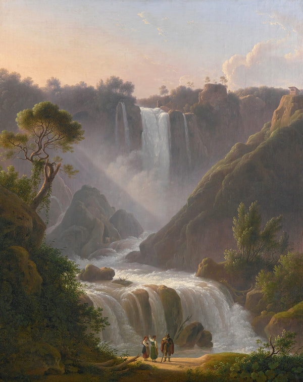 A view of the waterfalls at Terniwith figures in the foreground