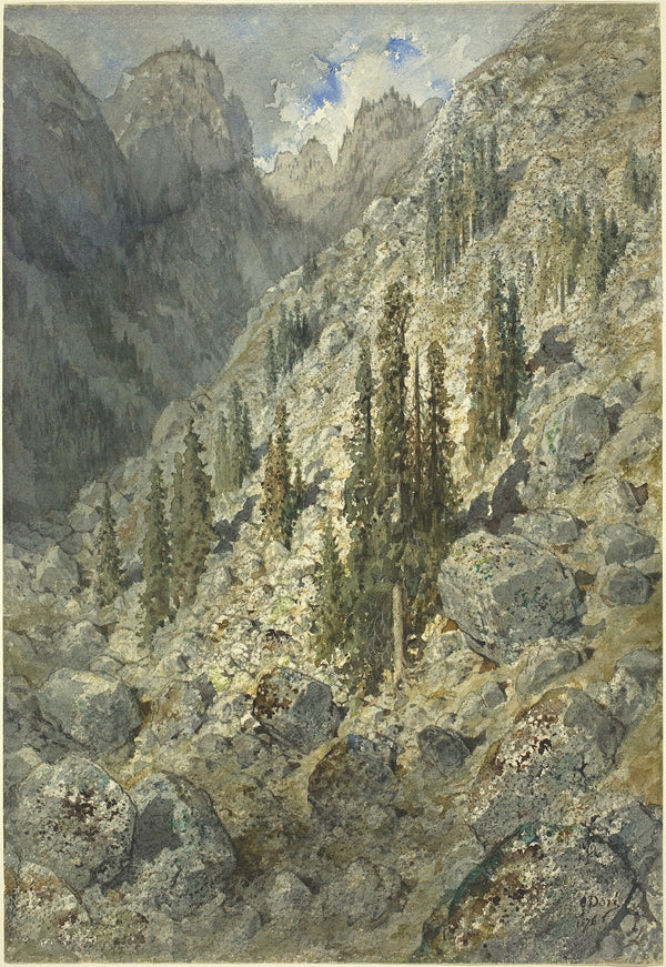 An Alpine Valley with Trees and Boulders 1876