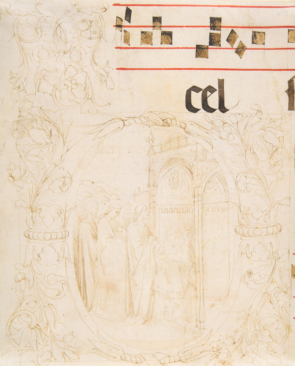 Decorated Initial with Scene of Christ Entering the Temple 140811