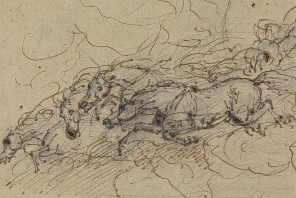 Four horses galloping a mythological study possibly for Phaetons Chariot