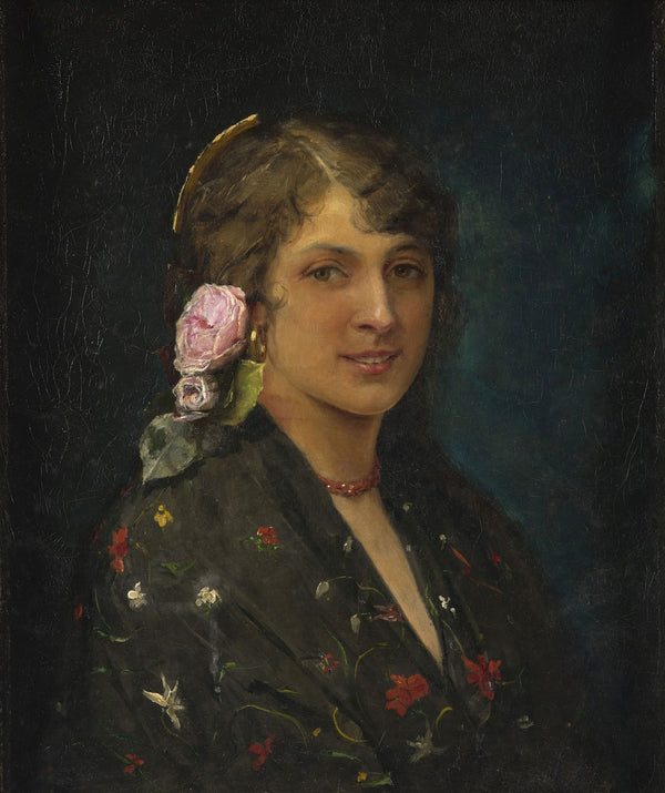 Portrait of a young woman with a rose 1881