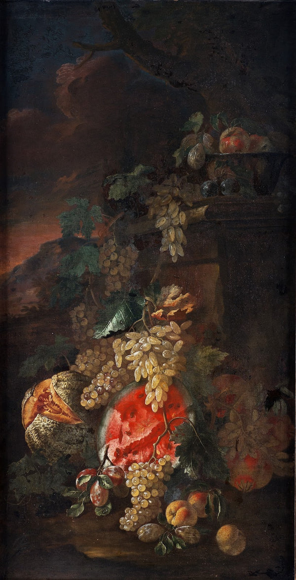 Fruit Piece with a Landscape Background