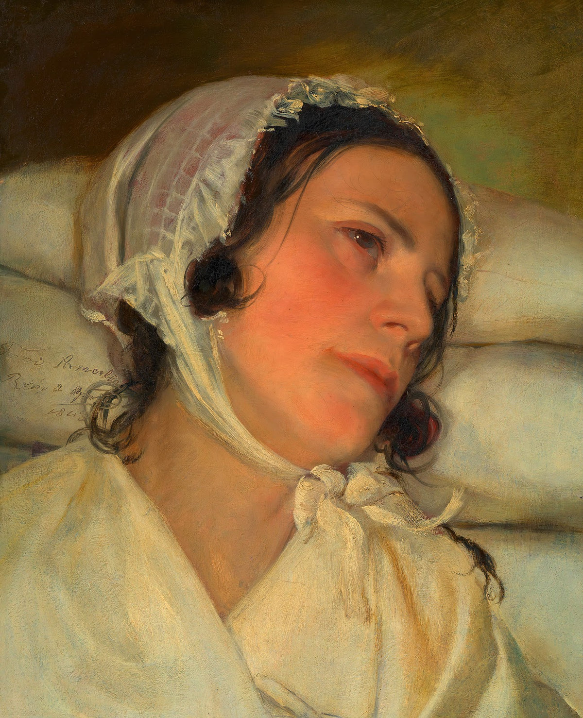 Antonie Amerling am Krankenbett 1 Gattin des Künstlers 1843