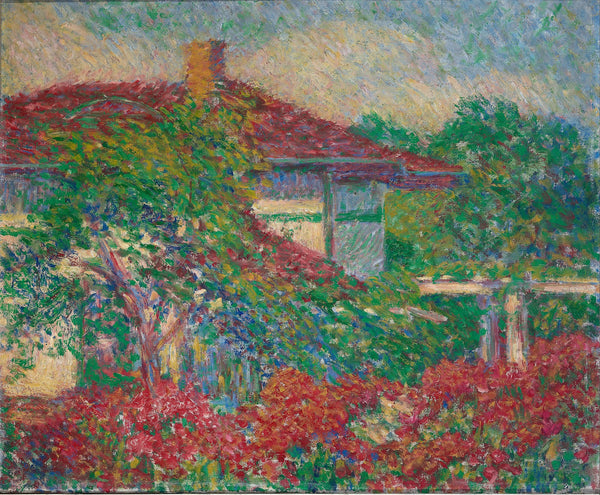Landscape with Red Roof Building ca 1880 1910