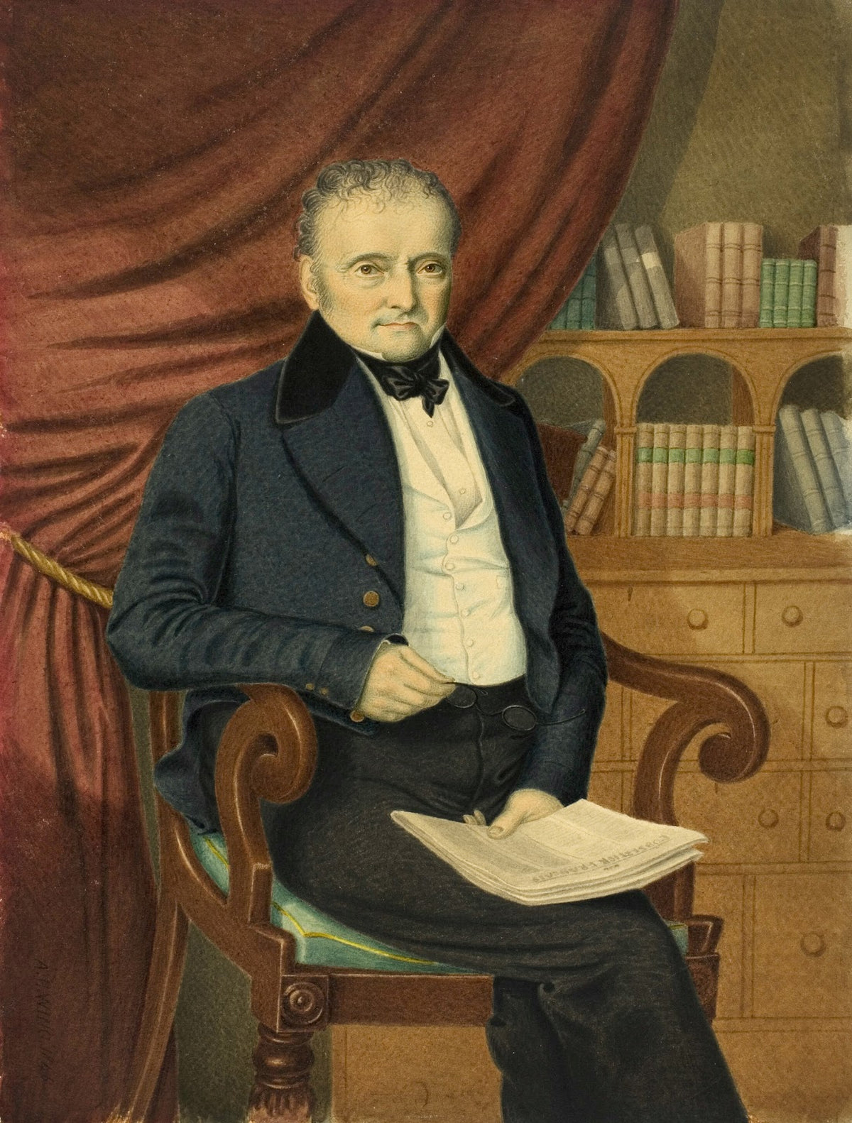 Portrait of Seated Man with Newspaper c 1846