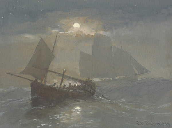 Fishing boats in moonlight 1869