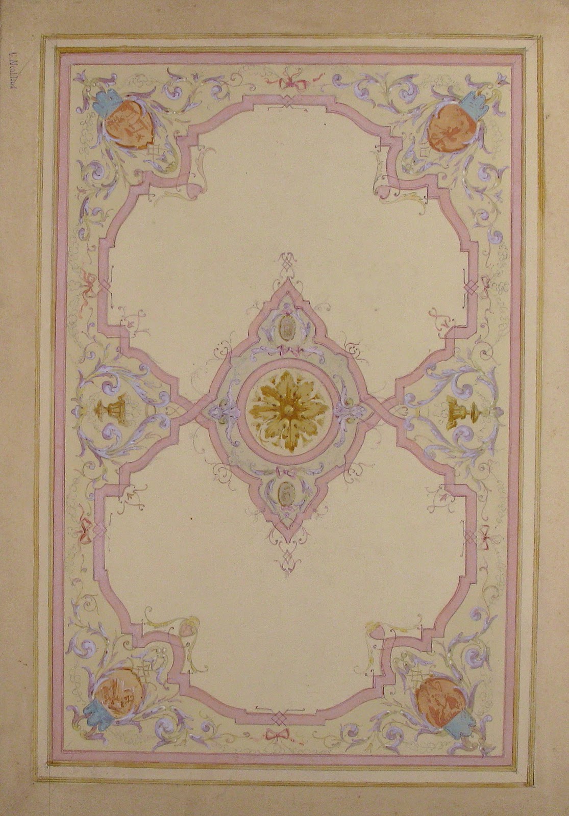 Design for Ceiling Decorated with Lavender Arabesques 19th century