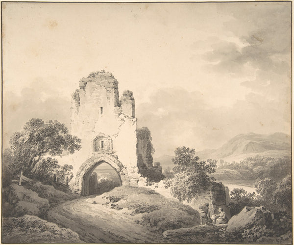Landscape with a Ruined Tower and Two Figures 1794
