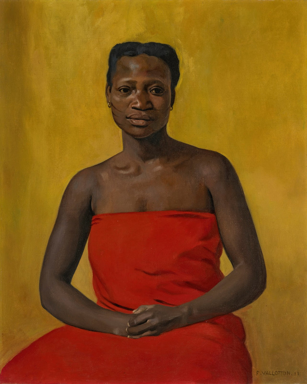 Portrait de femme drapée de rouge 1911