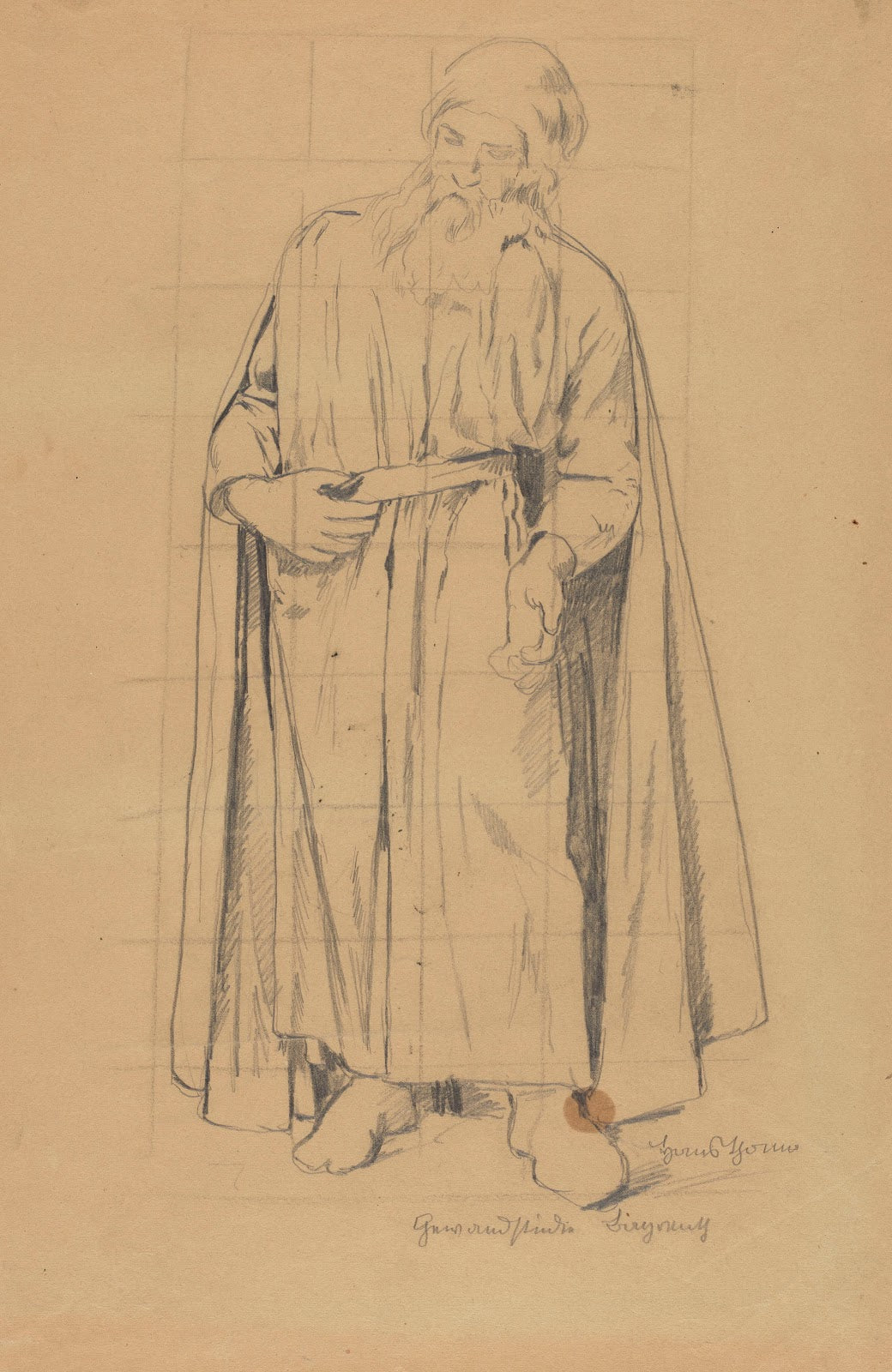Figure of an Old Man in a Long Robe Wearing a Turban 1896