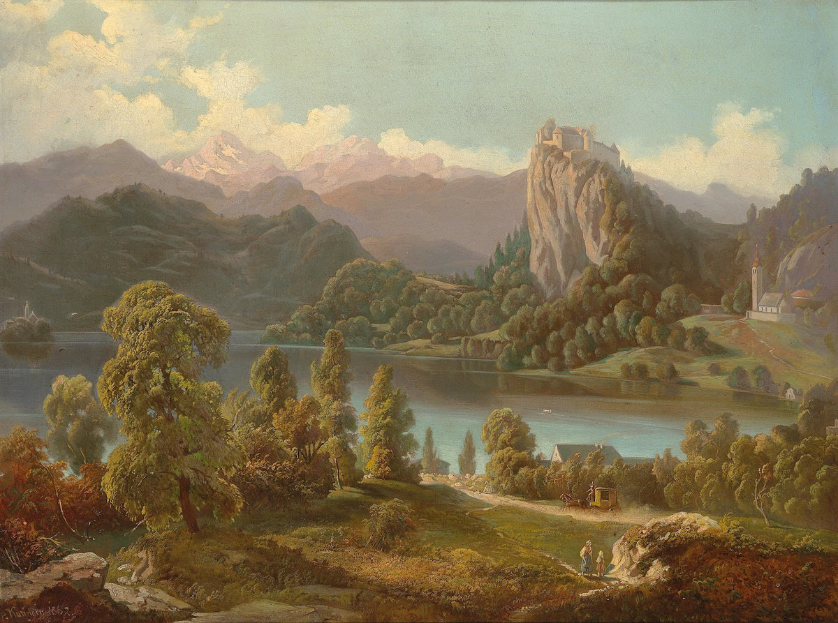 View Of The Castle And Island With St Marys Church On Lake Bled