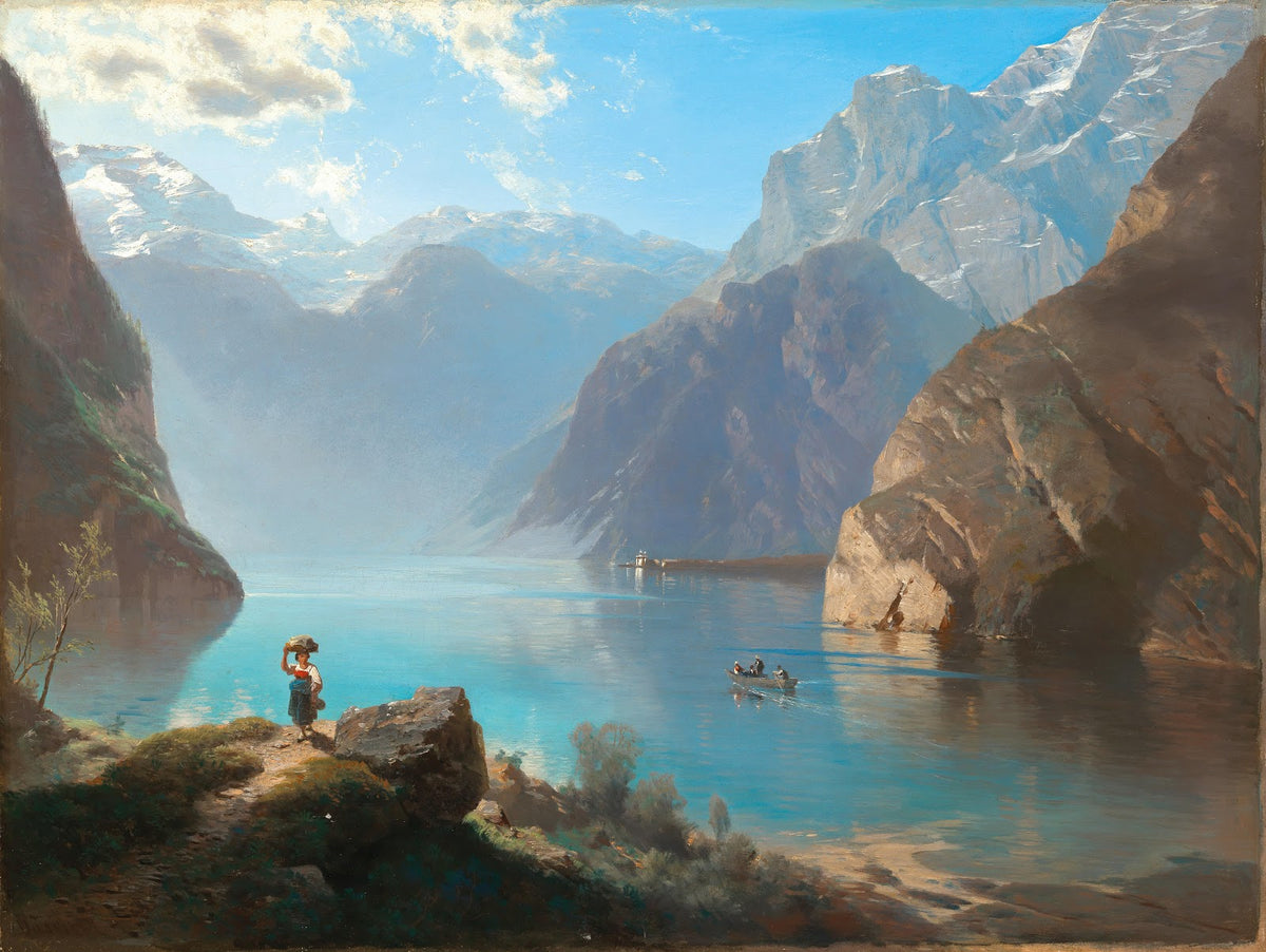 A Scene on Lake Königssee with St Bartholomä