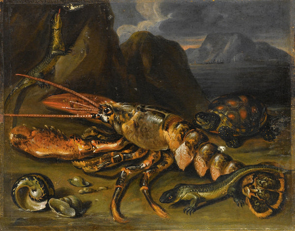 Still Life With Lobster Lizards And Turtle