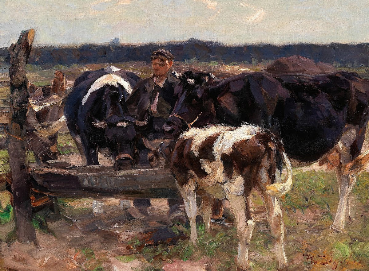 A Shepherd with Cows near a Watering Place