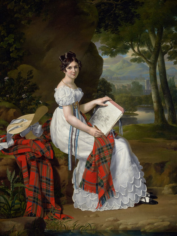 Woman Sketching In A Landscape c 1830