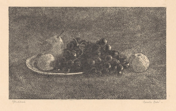 Schaal met druiven en ander fruit 20th century