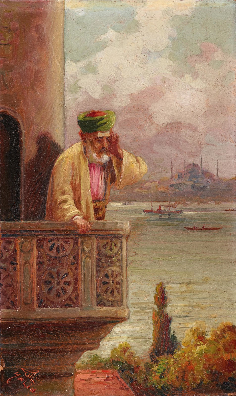 Prayer In Cihangir With The Hagia Sofia In The Distance