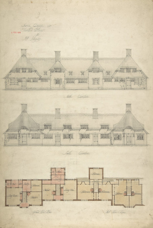 Design for Thatched Cottages for Mrs Kingsley 1910