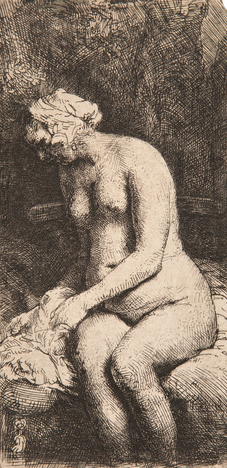 Woman bathing her feet at a brook 1658