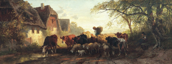 Begegnung auf der Dorfstraße 1877