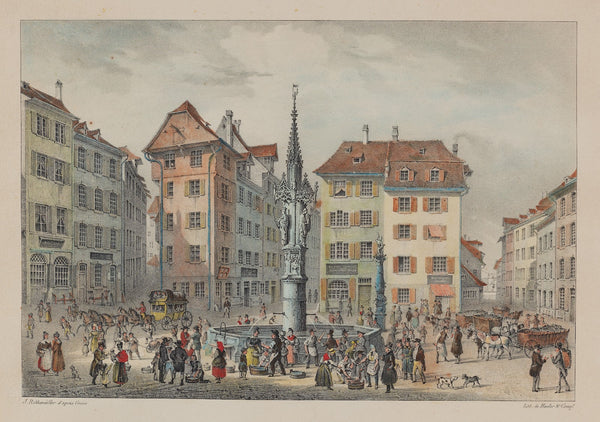 Vue du marché aux poissons à Basle 1915 1945