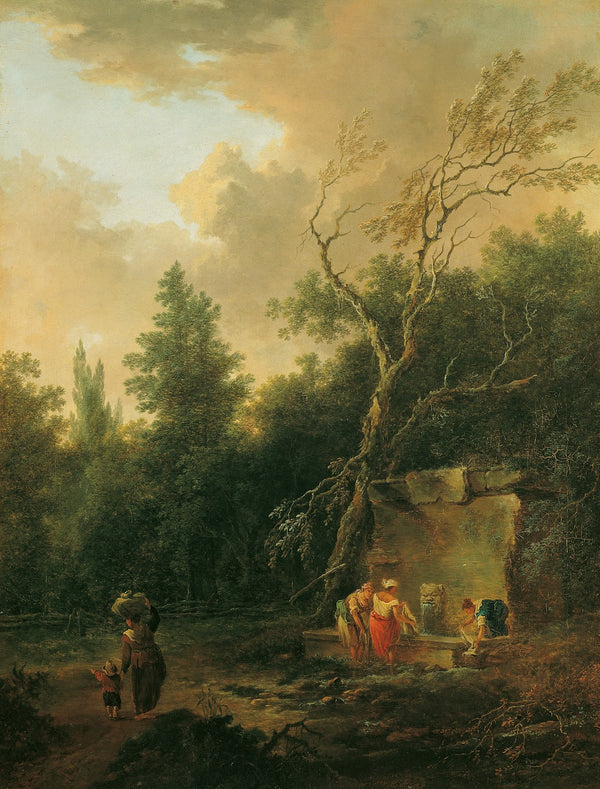 Baumlandschaft mit Brunnen 1750