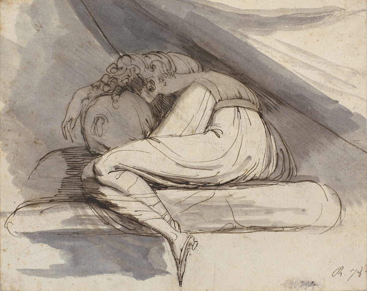 Siddende sammenkrøbet kvinde 1778