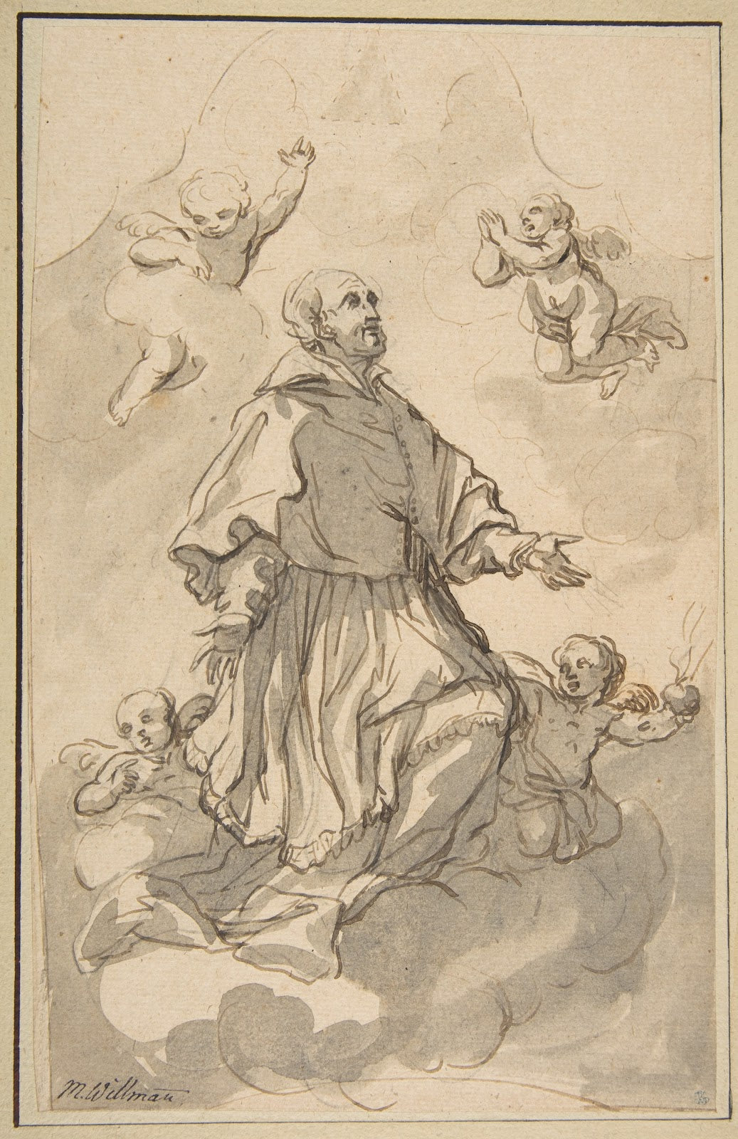 Saint Augustine on Clouds Surrounded by Angels 16671744