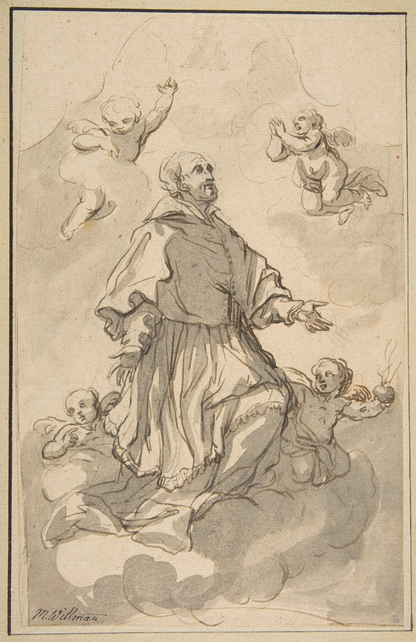 Saint Augustine on Clouds Surrounded by Angels 16671744