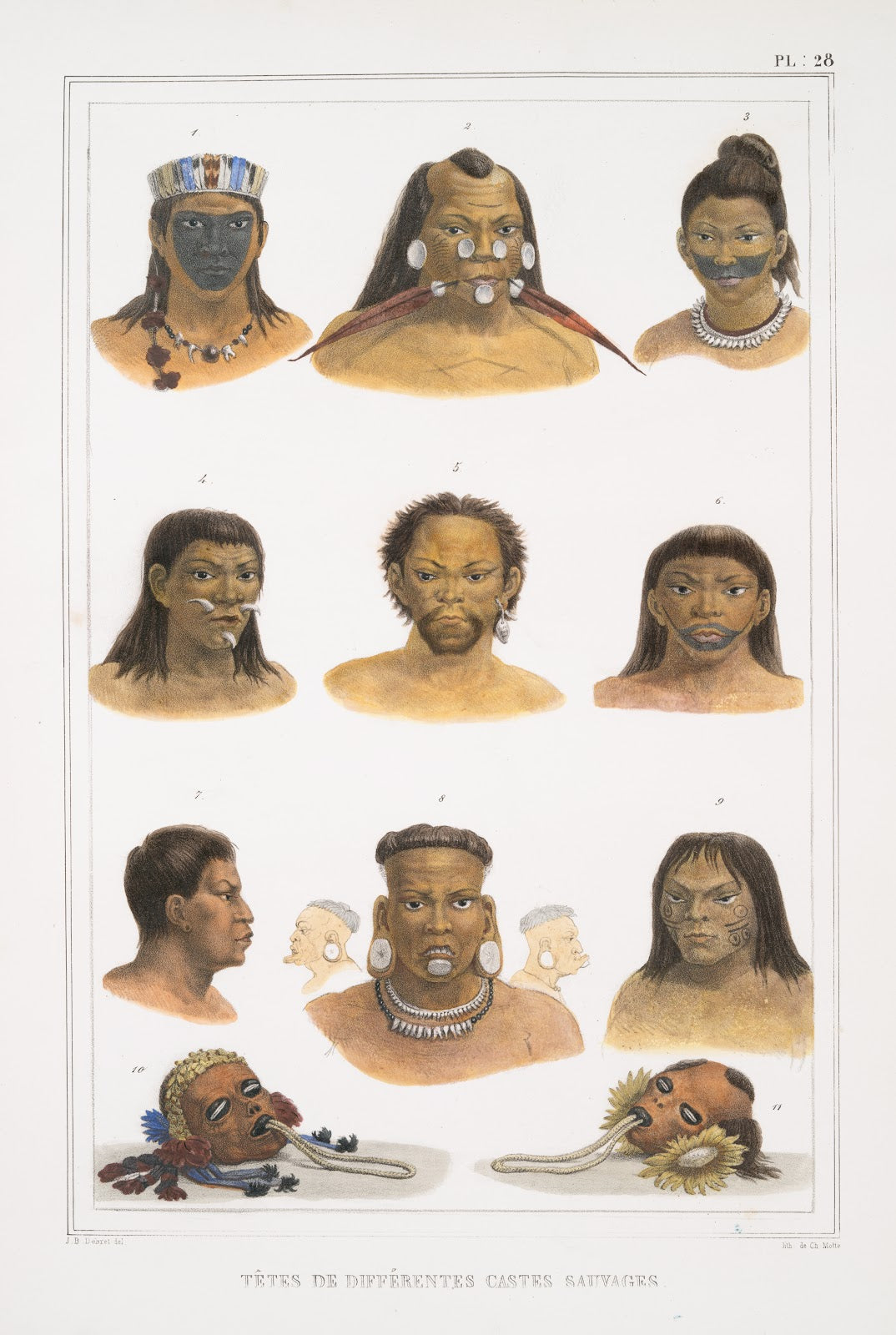 Têtes de différentes castes sauvages 1834 1839