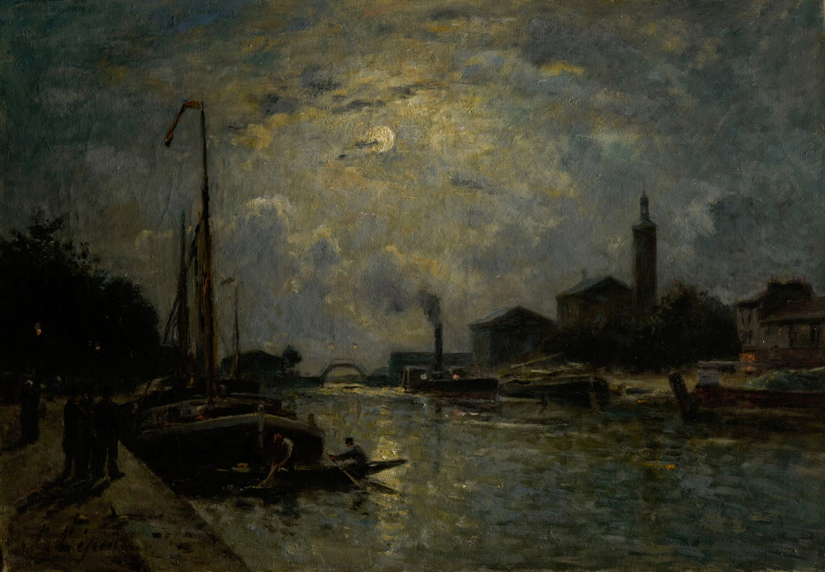 Bateaux sur le fleuve clair de lune