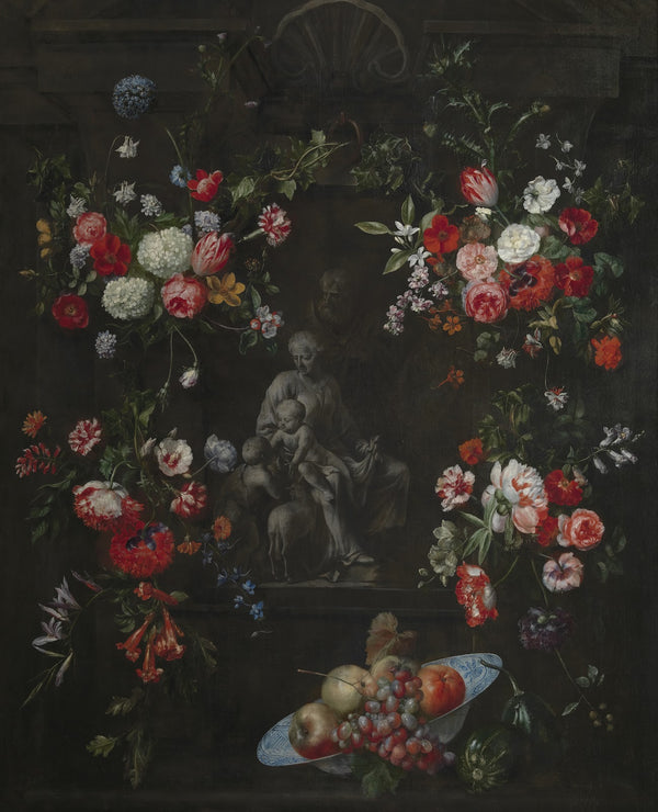 Flower Wreath with The Holy Family between 1671 and 1695