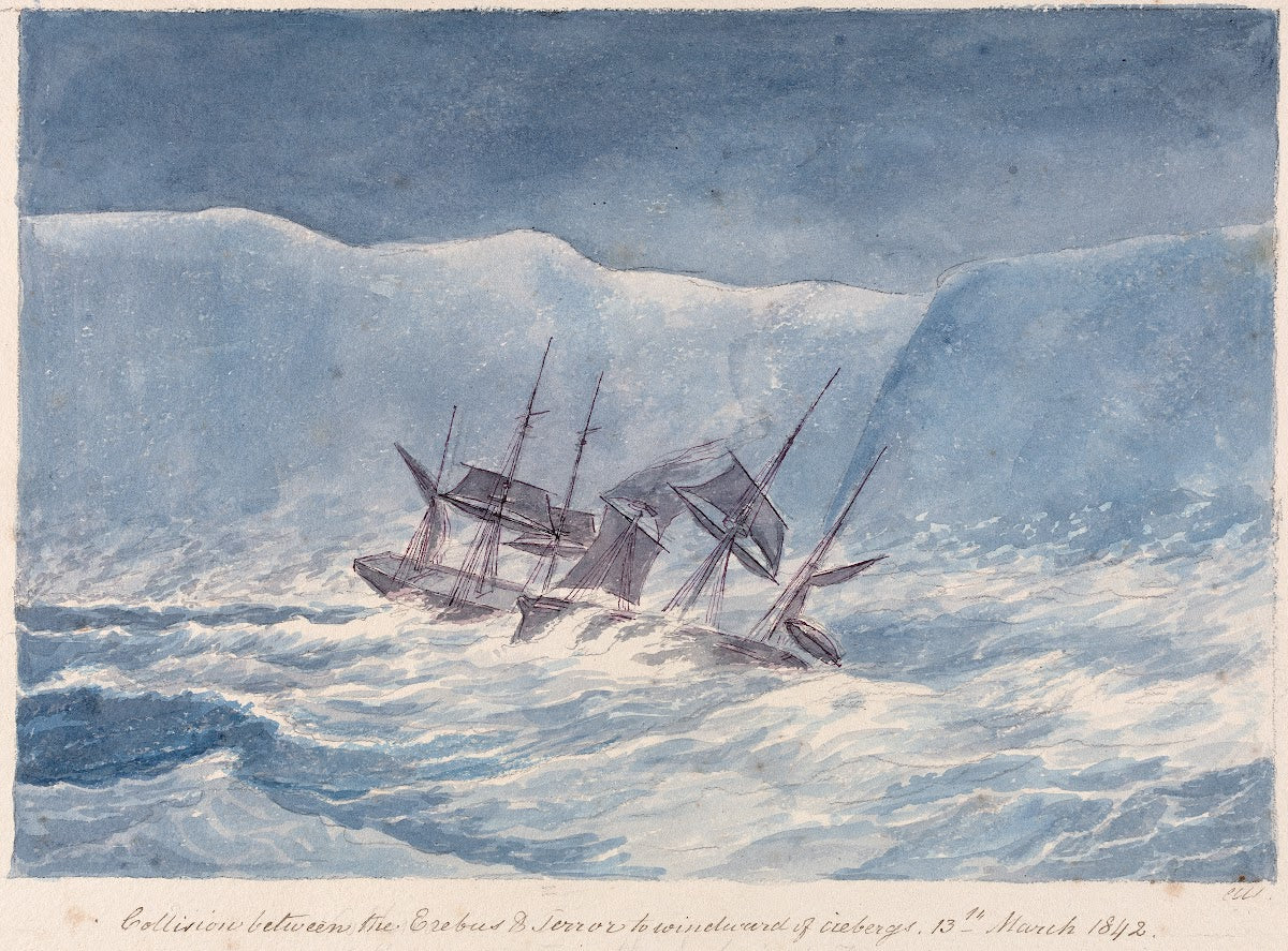 Collision Between the Erebus Terrror to Windward of Icebergs 13th March 1842