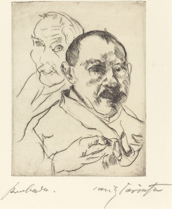Sketch of Two Male Heads Self Portraits 1915