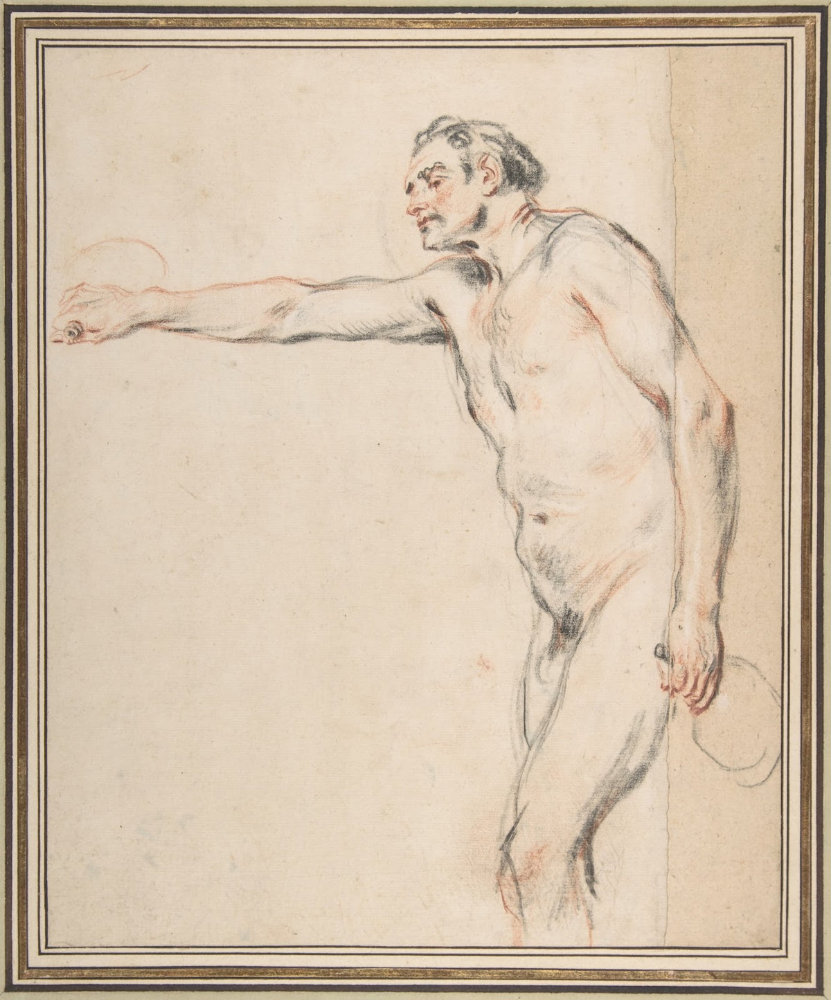 Study of a Nude Man Holding Bottles ca 171516