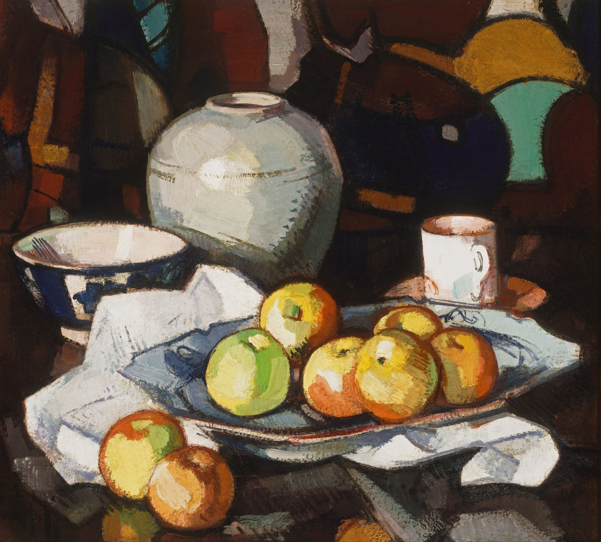 Still life Apples and jar circa 1912 1916