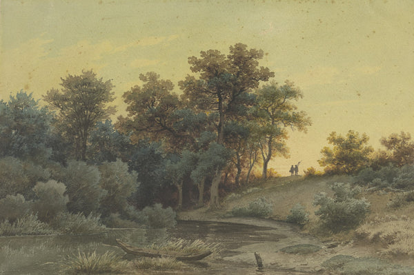 Waldrand mit Fluß im Abendlicht