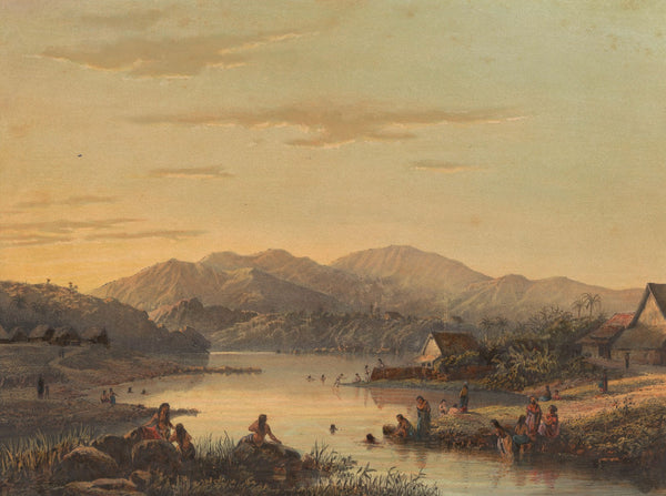 Gezicht op de badplaats Wenditt op Java 1869