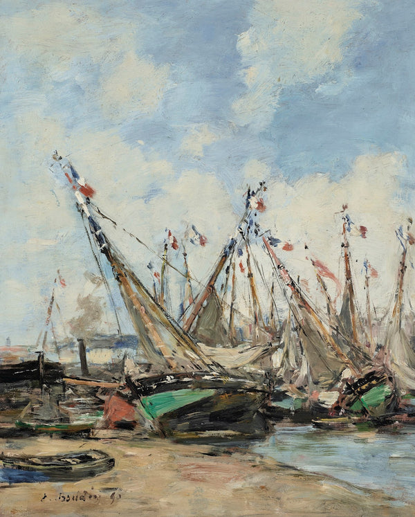 Trouville le port voiliers échoués 1890