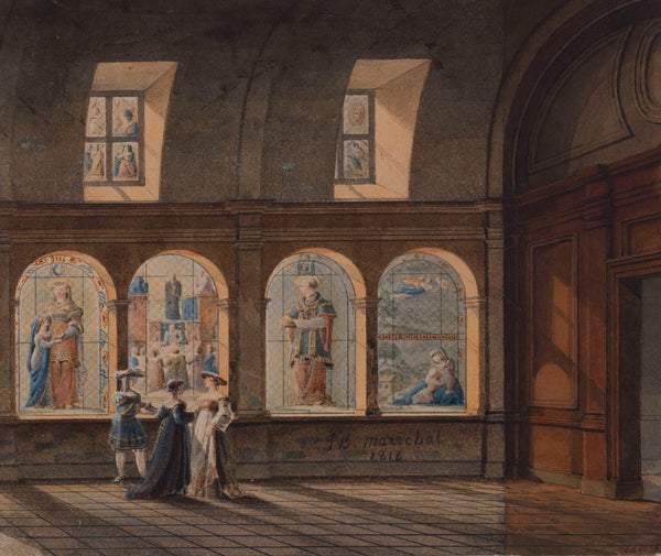 Vue intérieure du cloître de léglise Saint Etienne du Mont 1818