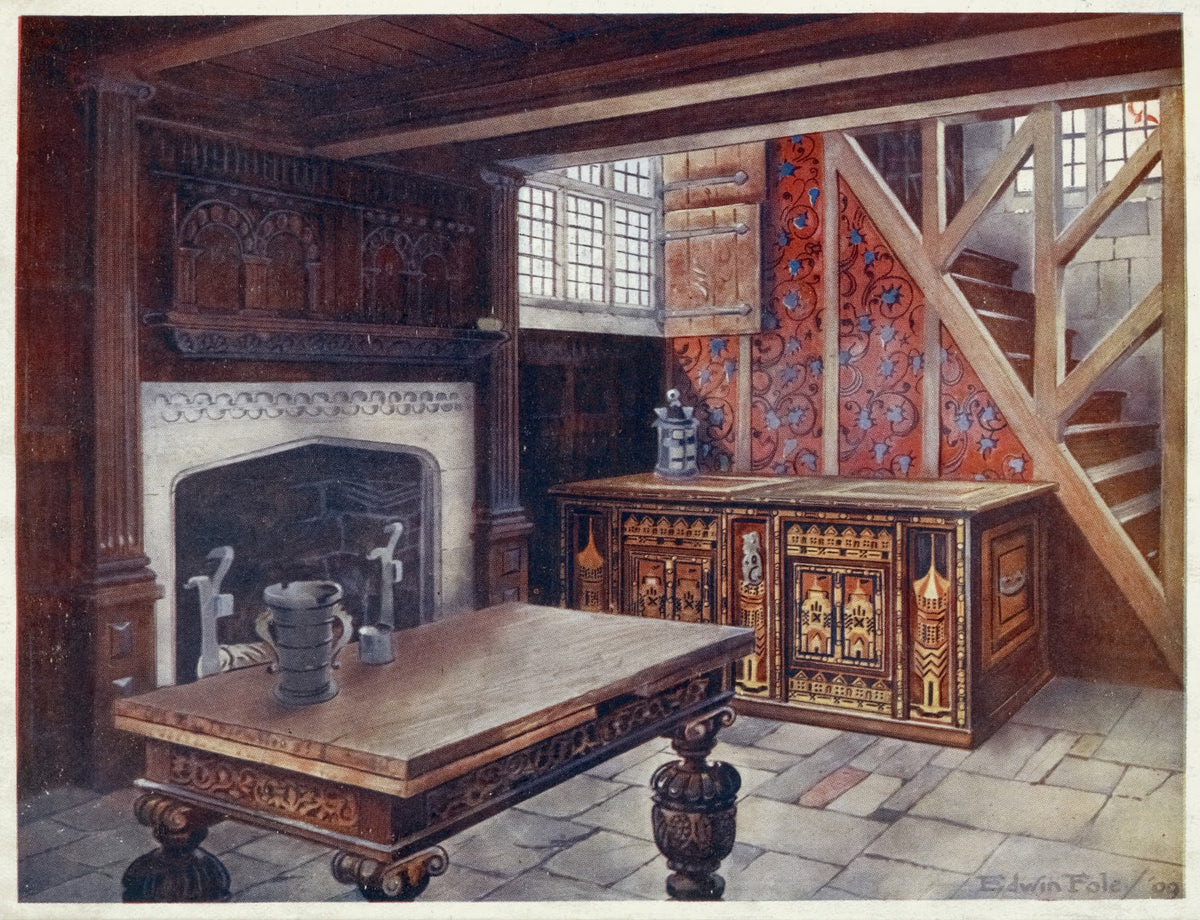 Inlaid nonesuch chest Carved drawing table Carved chimneypiece Earliest English