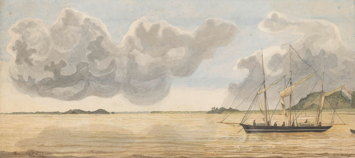 Gezicht op de Sambas rivier op Borneo 1843 1845