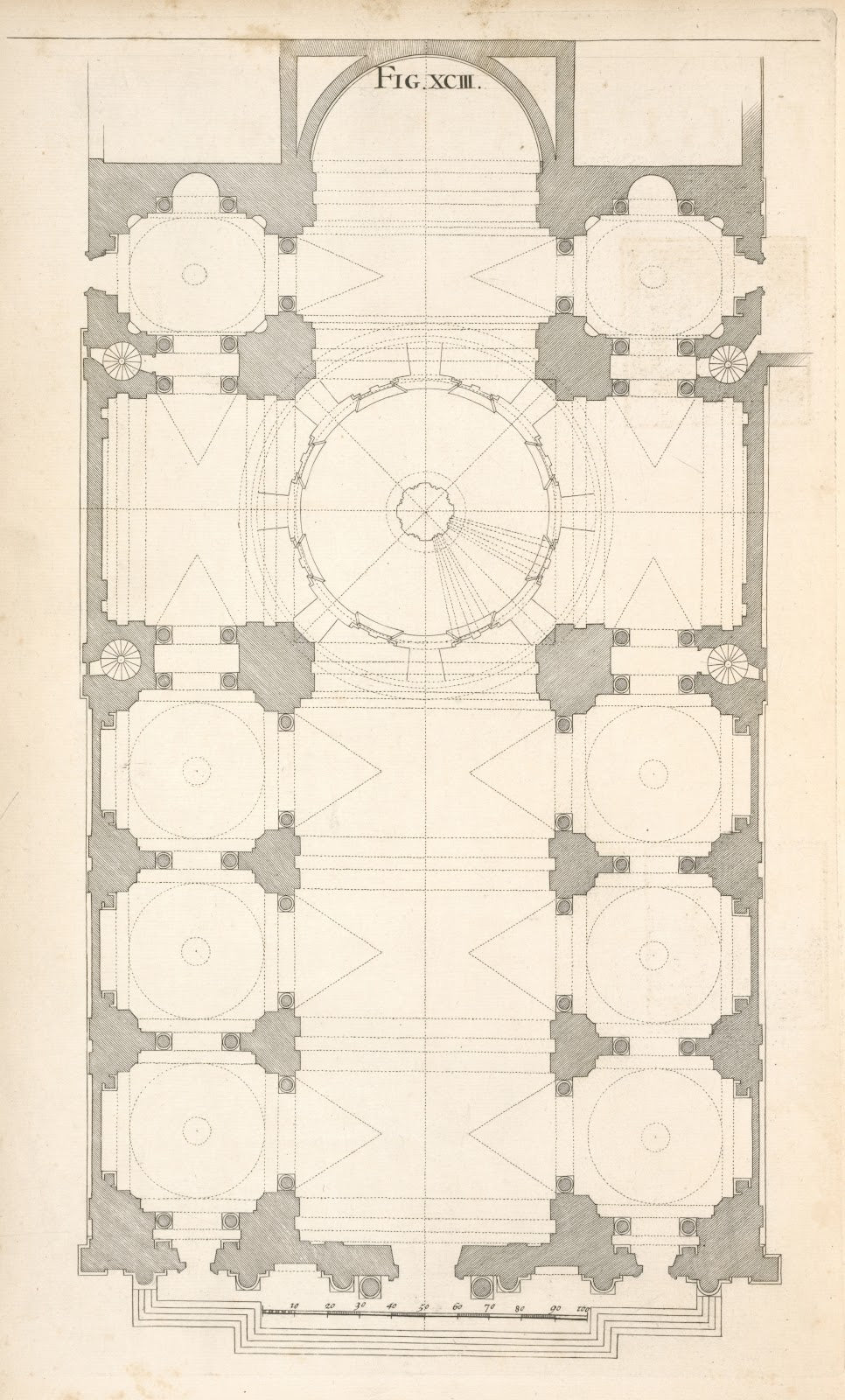 The geometrical plan of the church of S Ignatius at Rome 1707