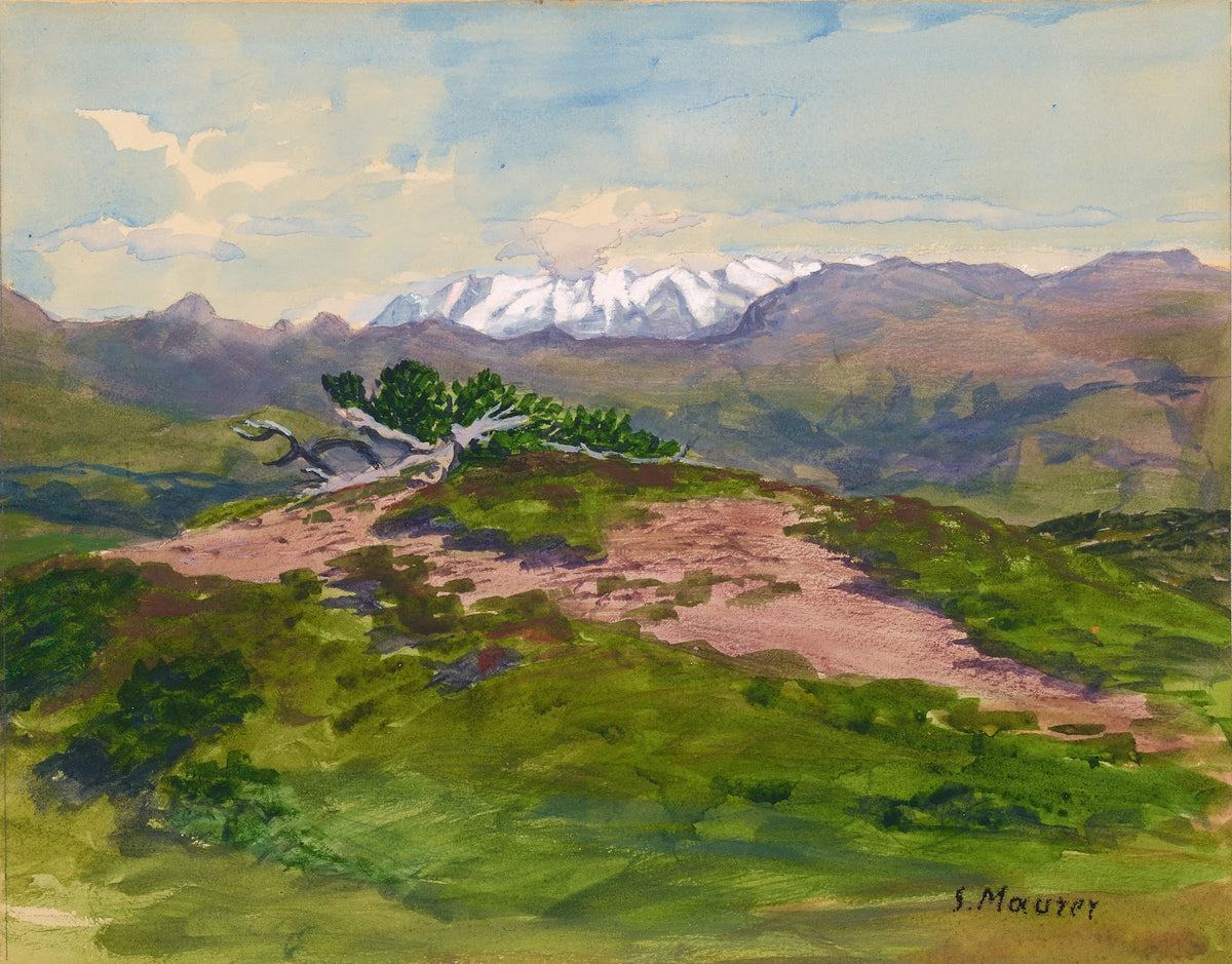 Wanderweg in den Bergen mit Blick auf die Zillertaler Alpen 1920