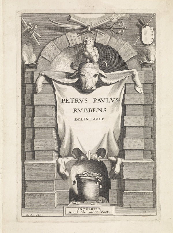 Architectural niche with bulls hide 1616 1657