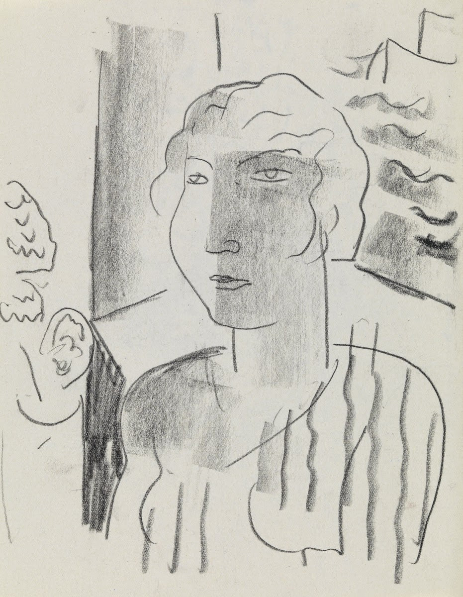 Studieblad met schets van een vrouw 20th century